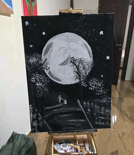 Quadro dipinto tela luna e - dipinto,